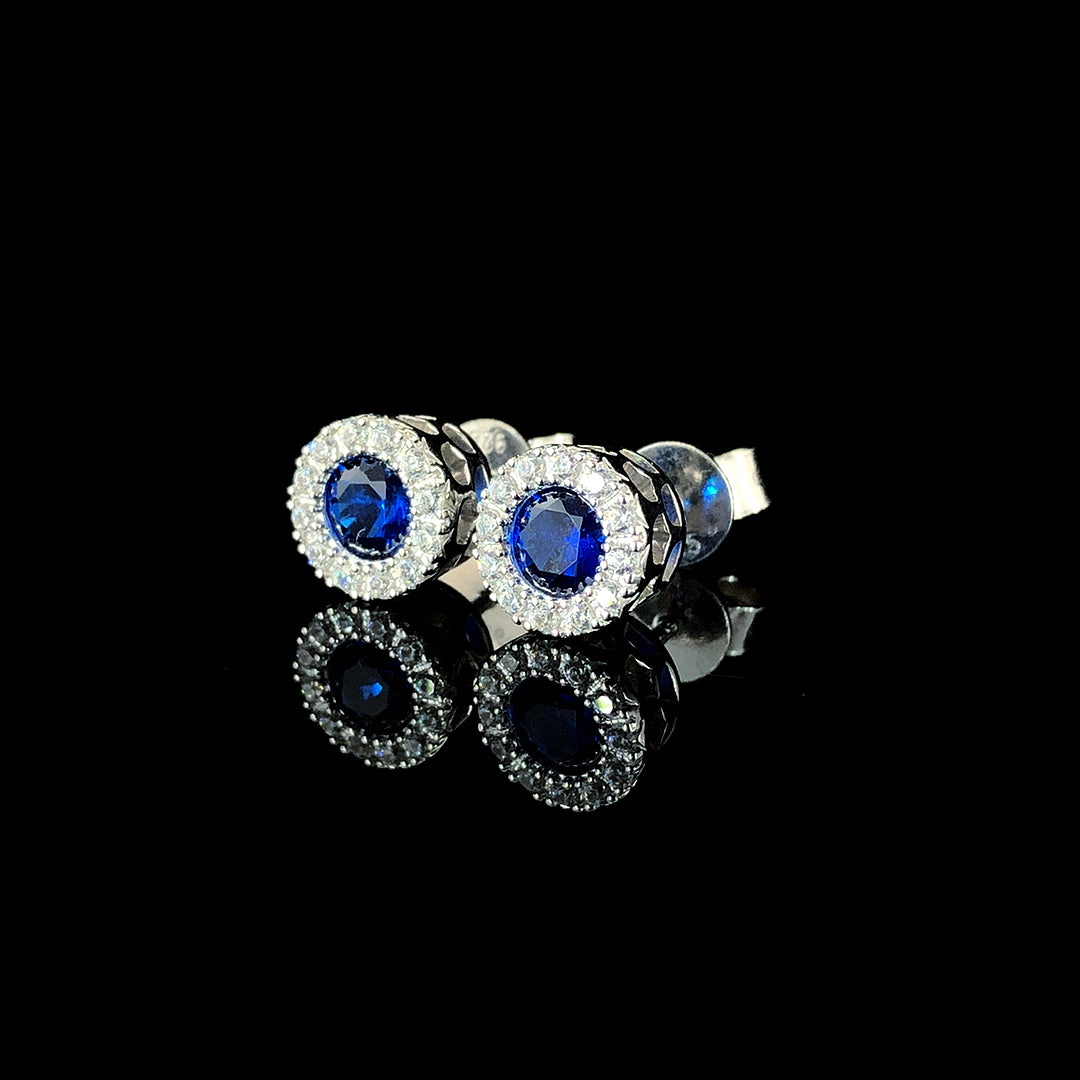 Sapphire Halo Stud Earrings