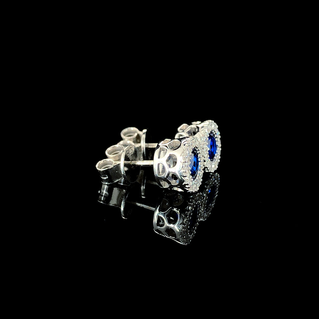 Sapphire Halo Stud Earrings