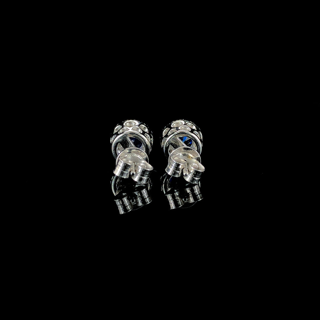Sapphire Halo Stud Earrings