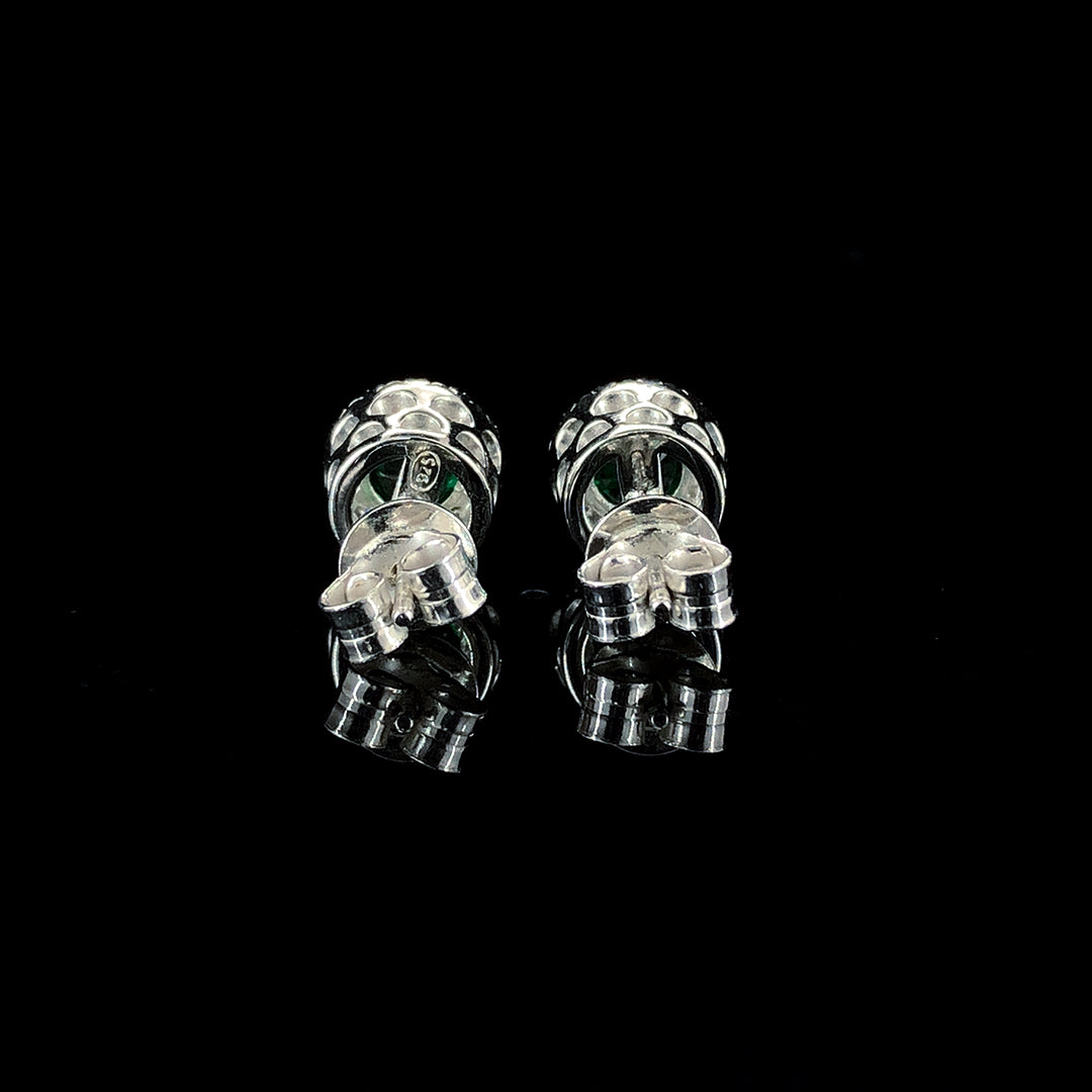 Emerald Halo Stud Earrings