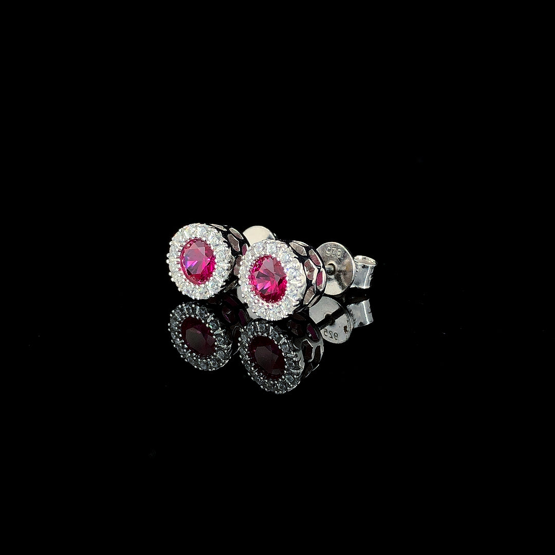 Ruby Halo Stud Earrings