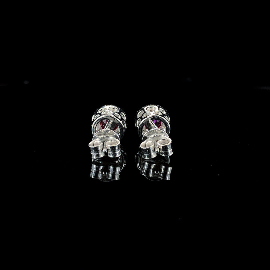 Ruby Halo Stud Earrings