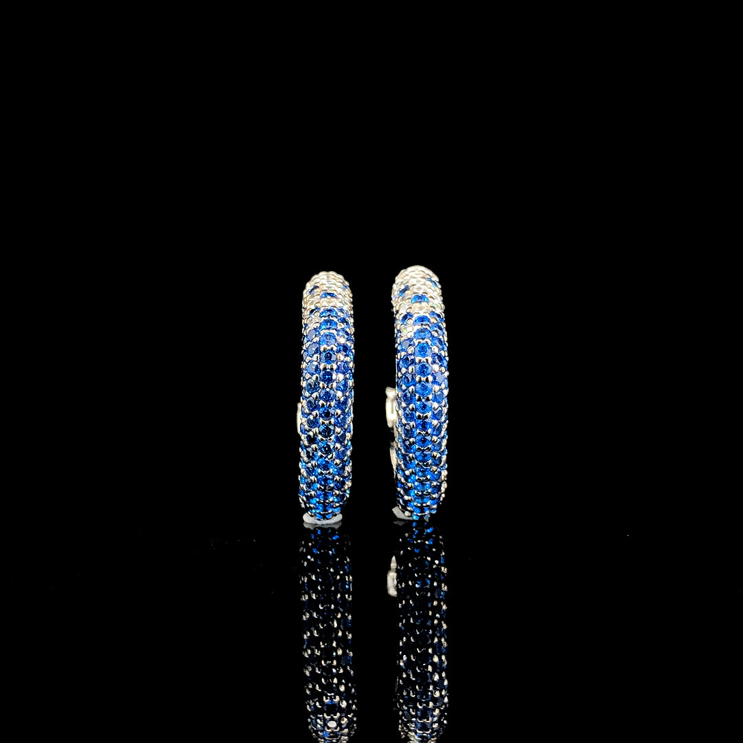 Sapphire Pavé Huggie Square Hoop Earrings