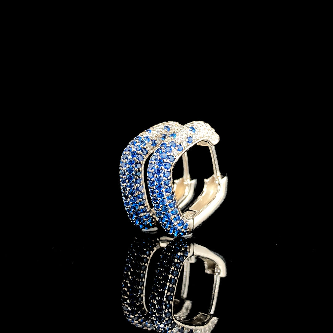 Sapphire Pavé Huggie Square Hoop Earrings