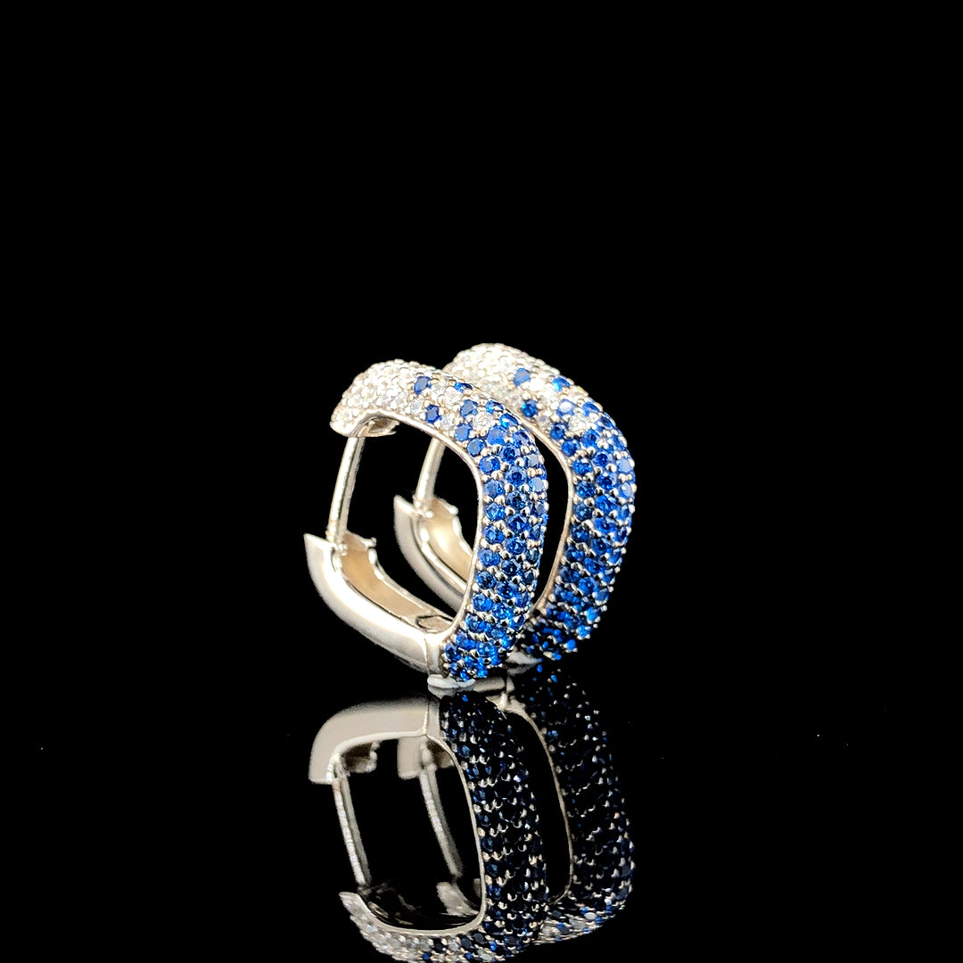 Sapphire Pavé Huggie Square Hoop Earrings