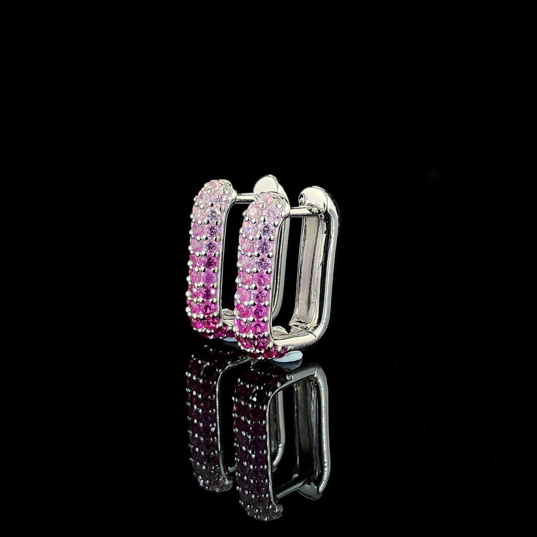 Ruby Ombré Pavé Huggie Hoop Earring