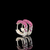 Ruby Pavé Huggie Square Hoop Earrings