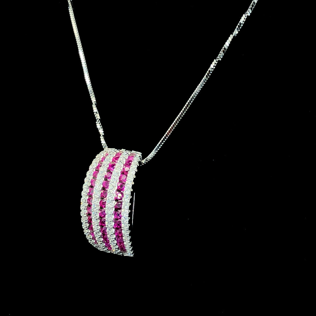Ruby Stripe Curve Pendant