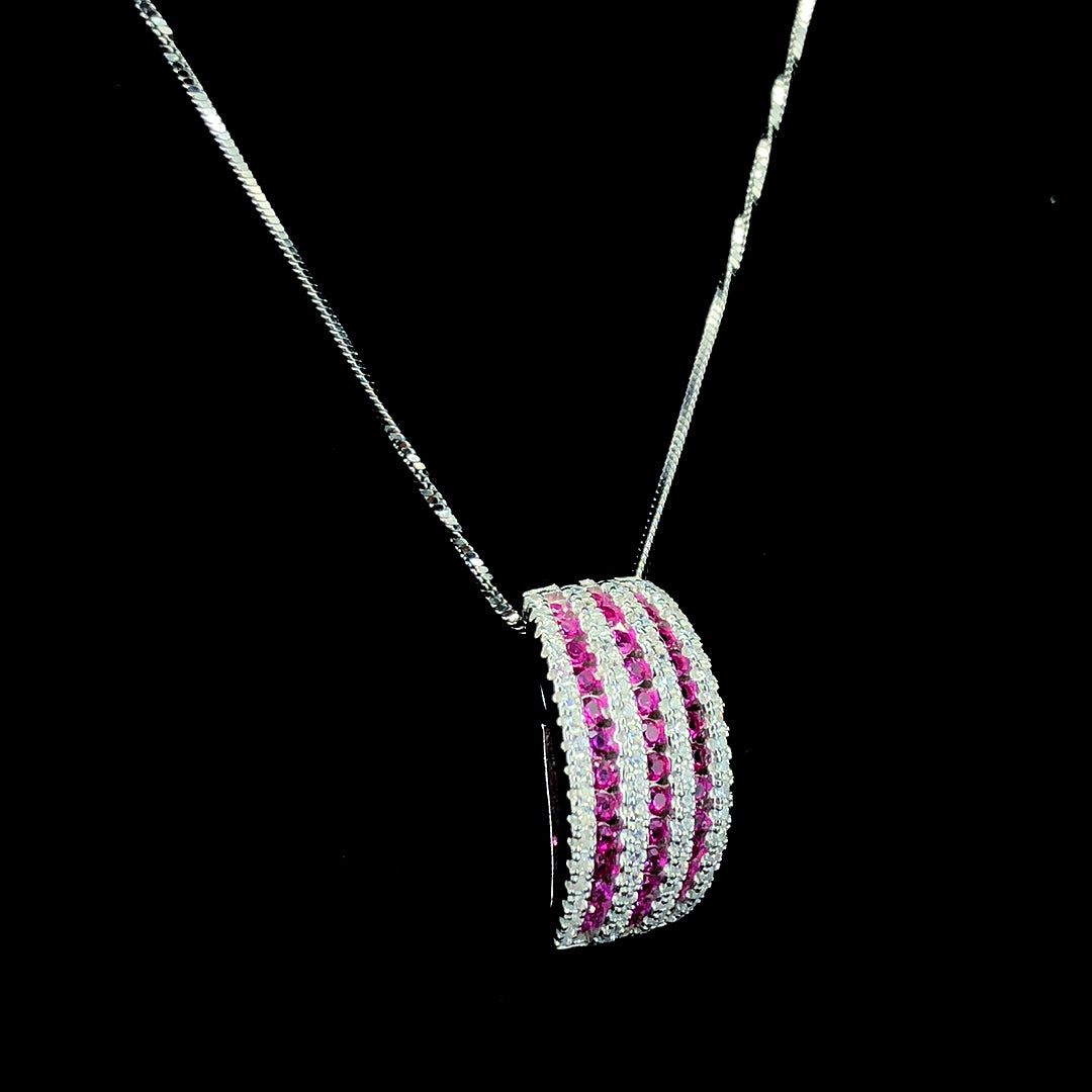Ruby Stripe Curve Pendant