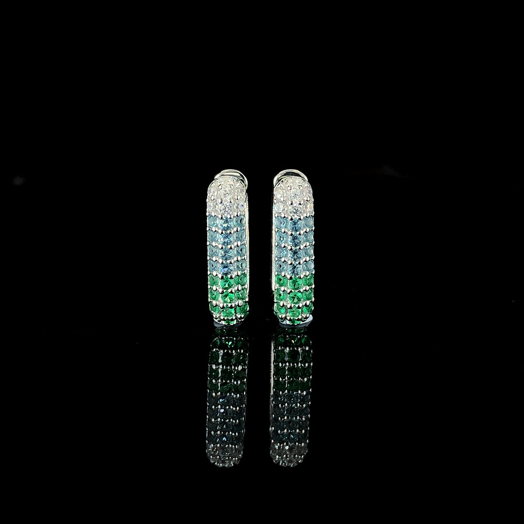 Emerald Ombré Pavé Huggie Hoop Earring