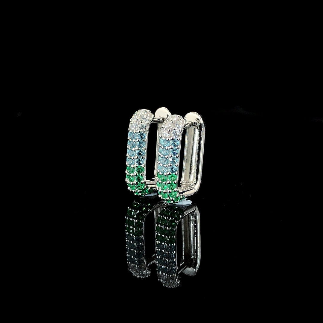 Emerald Ombré Pavé Huggie Hoop Earring