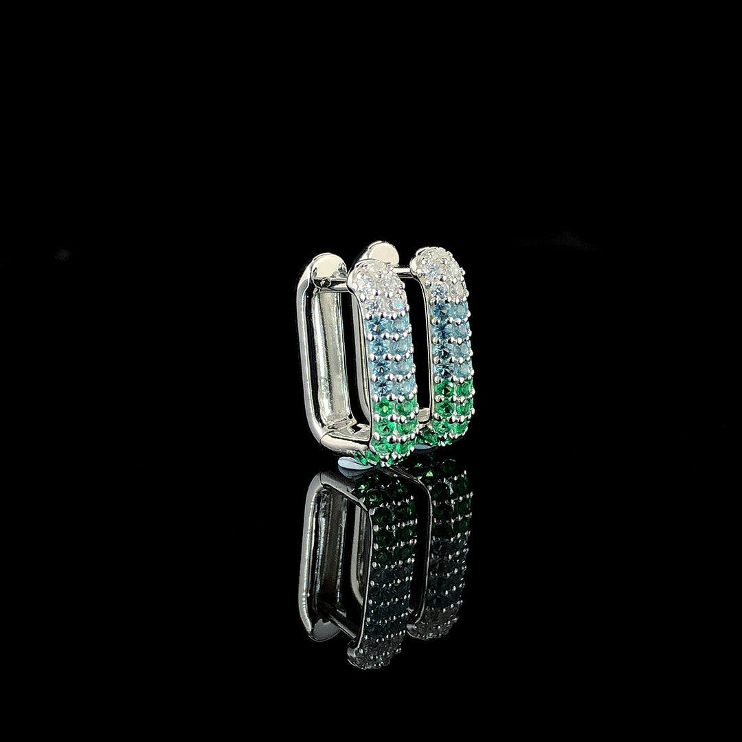 Emerald Ombré Pavé Huggie Hoop Earring