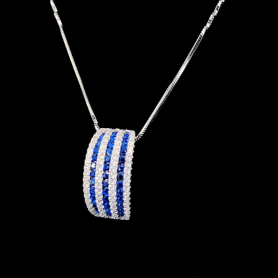 Sapphire Stripe Curve Pendant