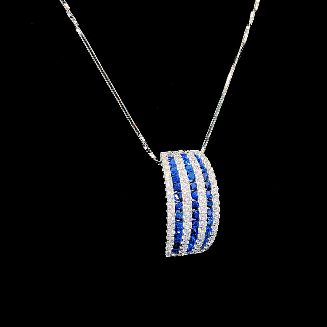 Sapphire Stripe Curve Pendant
