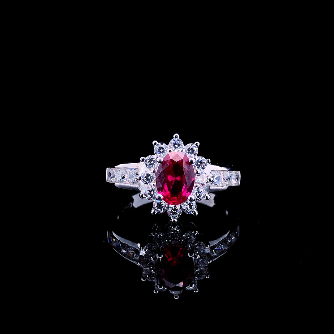 Scarlet Bloom Solitaire Ring