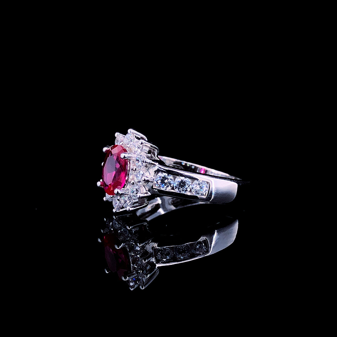 Scarlet Bloom Solitaire Ring