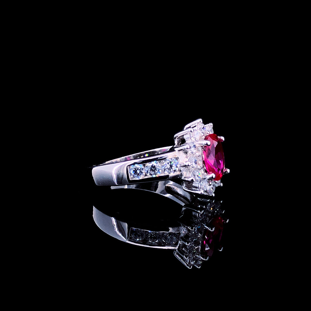 Scarlet Bloom Solitaire Ring