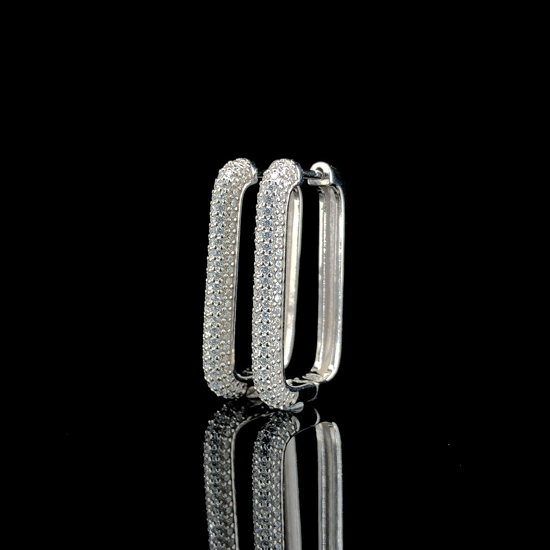 White Ombre Pavé Hoop Earrings