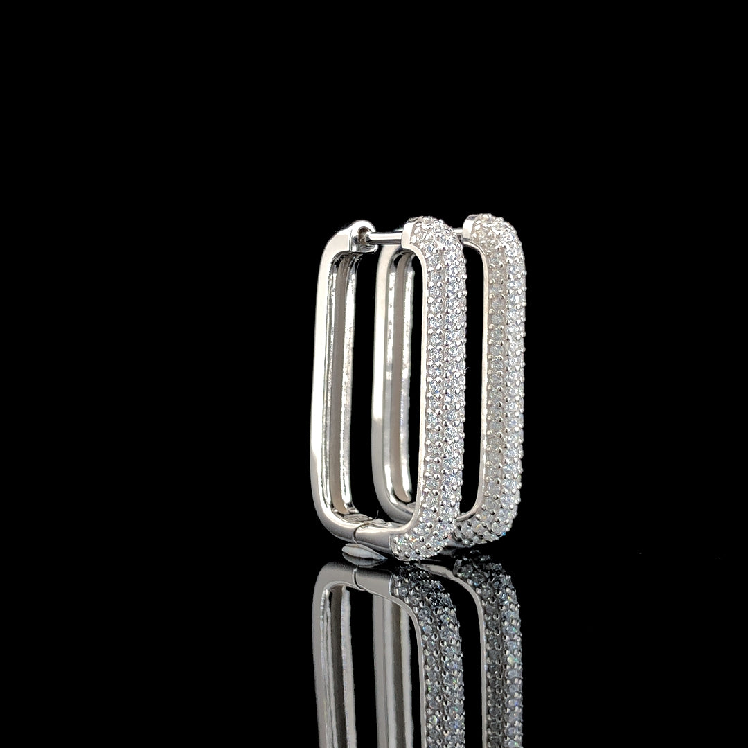 White Ombre Pavé Hoop Earrings