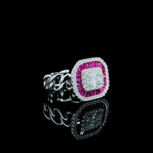 Red Baguette Halo Cocktail Ring