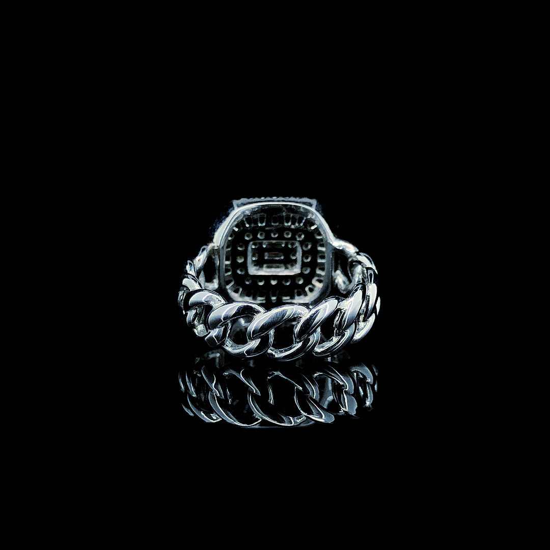 Emerald Baguette Halo Cocktail Ring