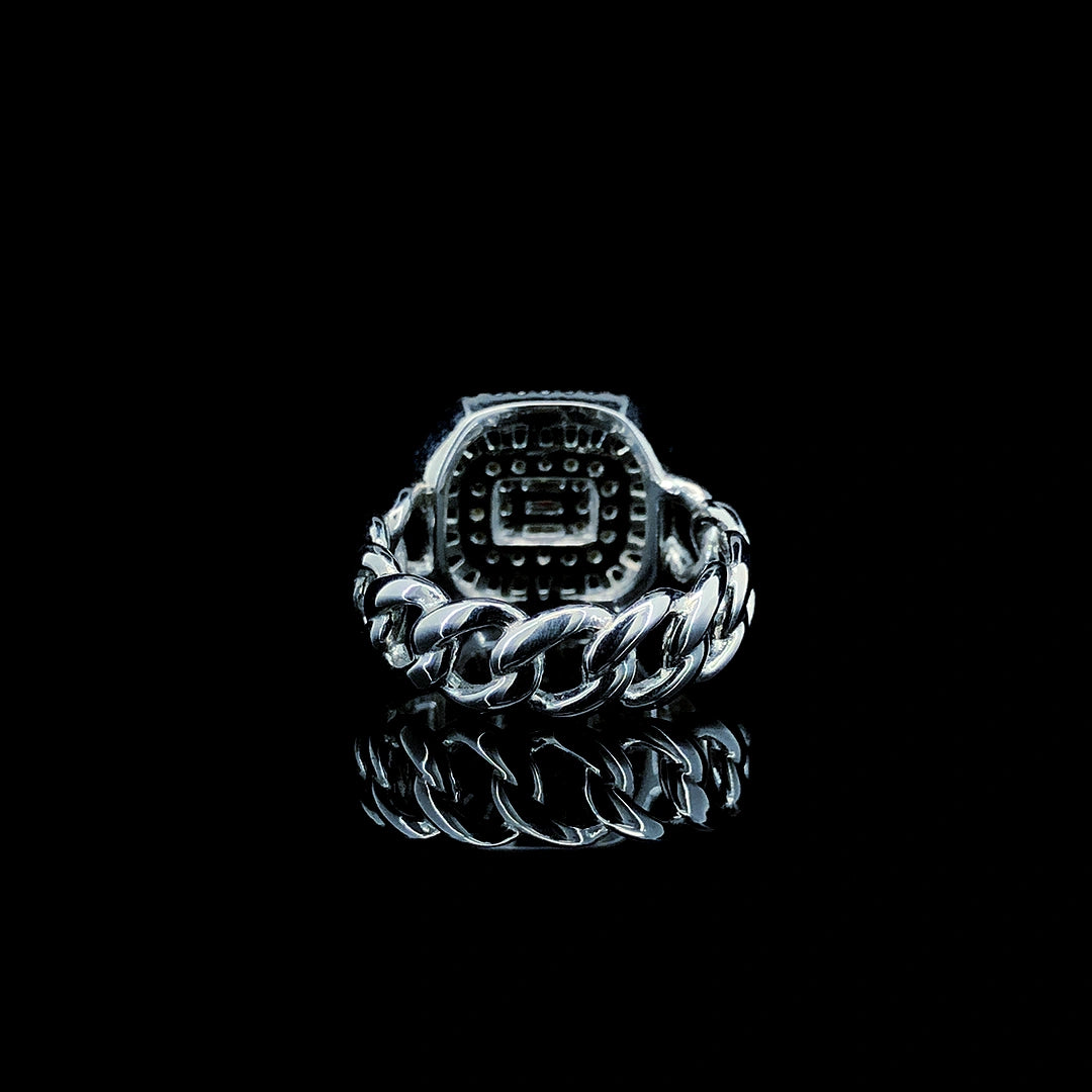 Emerald Baguette Halo Cocktail Ring