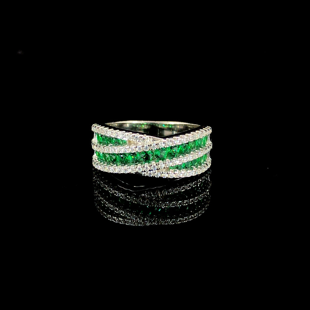 Emerald Criss Cross Ring