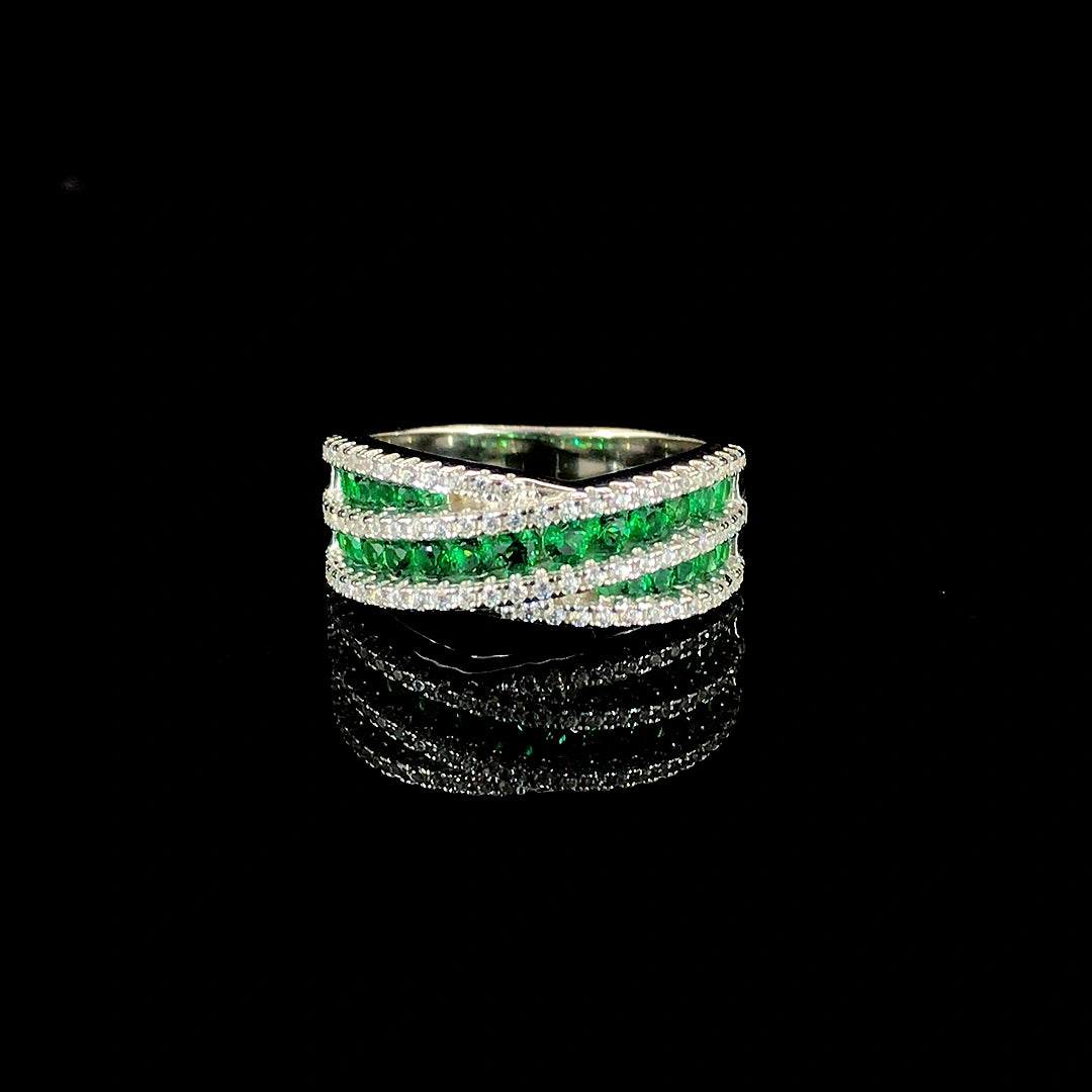 Emerald Criss Cross Ring
