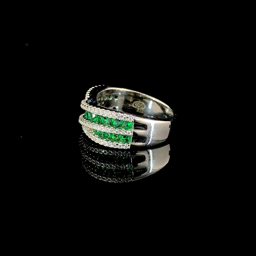 Emerald Criss Cross Ring
