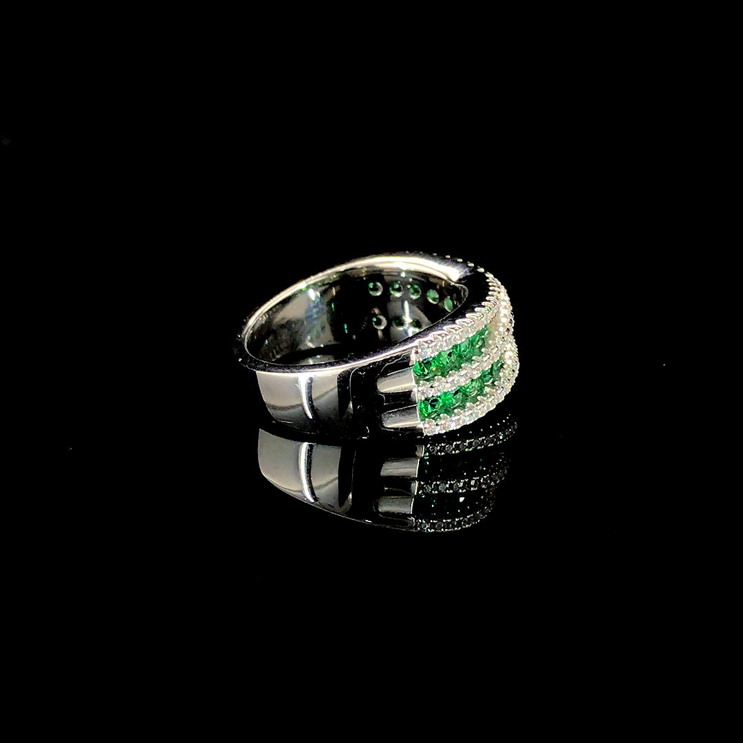 Emerald Criss Cross Ring