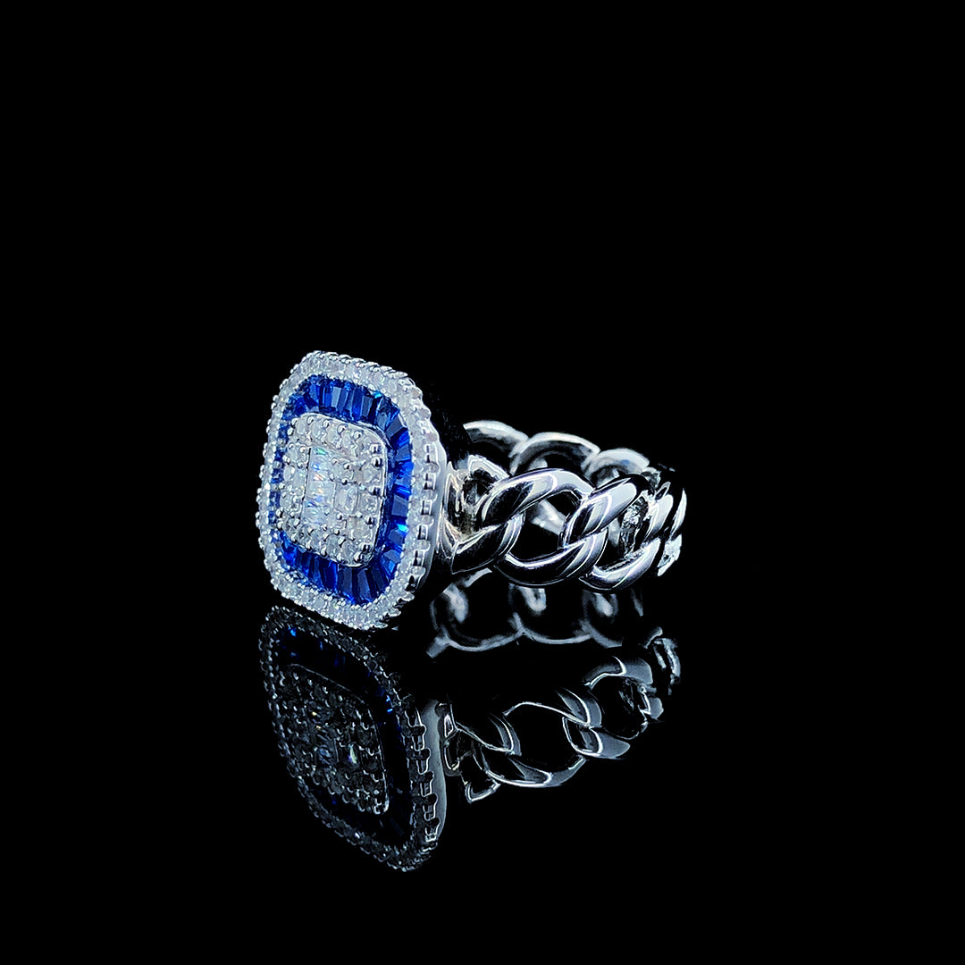 Sapphire Baguette Halo Cocktail Ring