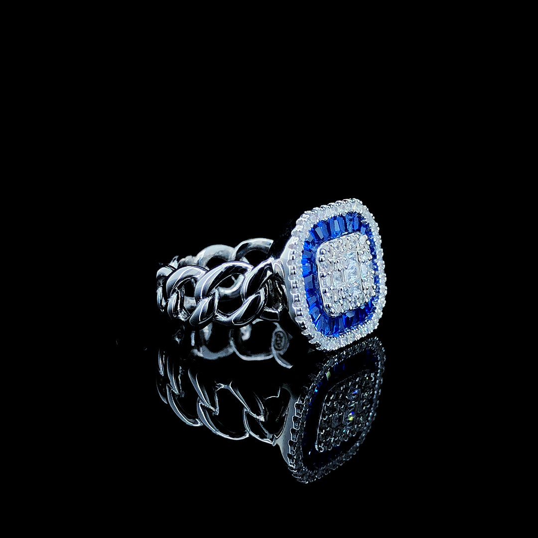 Sapphire Baguette Halo Cocktail Ring