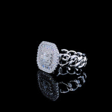 White Baguette Halo Cocktail Ring