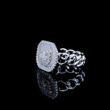 White Baguette Halo Cocktail Ring