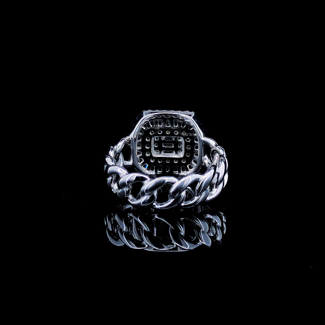 White Baguette Halo Cocktail Ring
