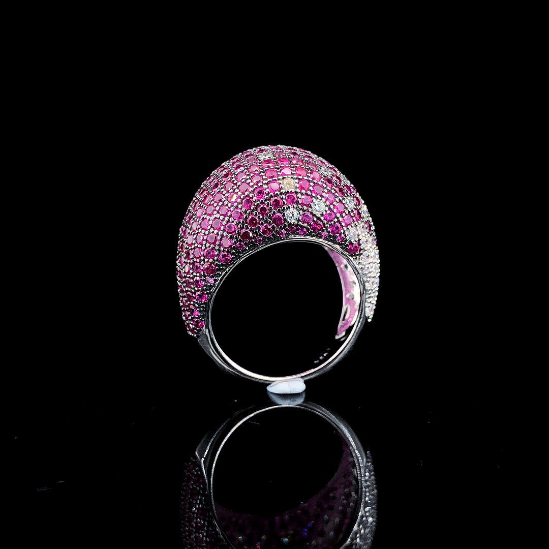 Ruby Dome Pavé Cocktail Ring