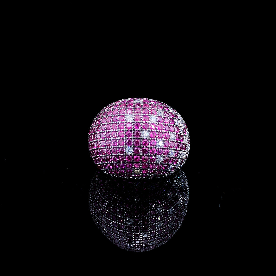 Ruby Dome Pavé Cocktail Ring
