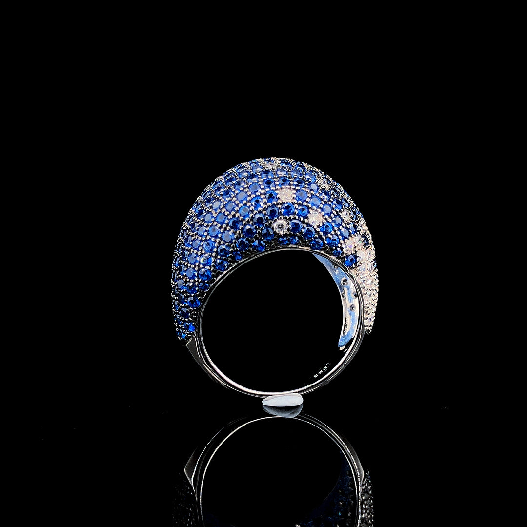 Sapphire Dome Pavé Cocktail Ring