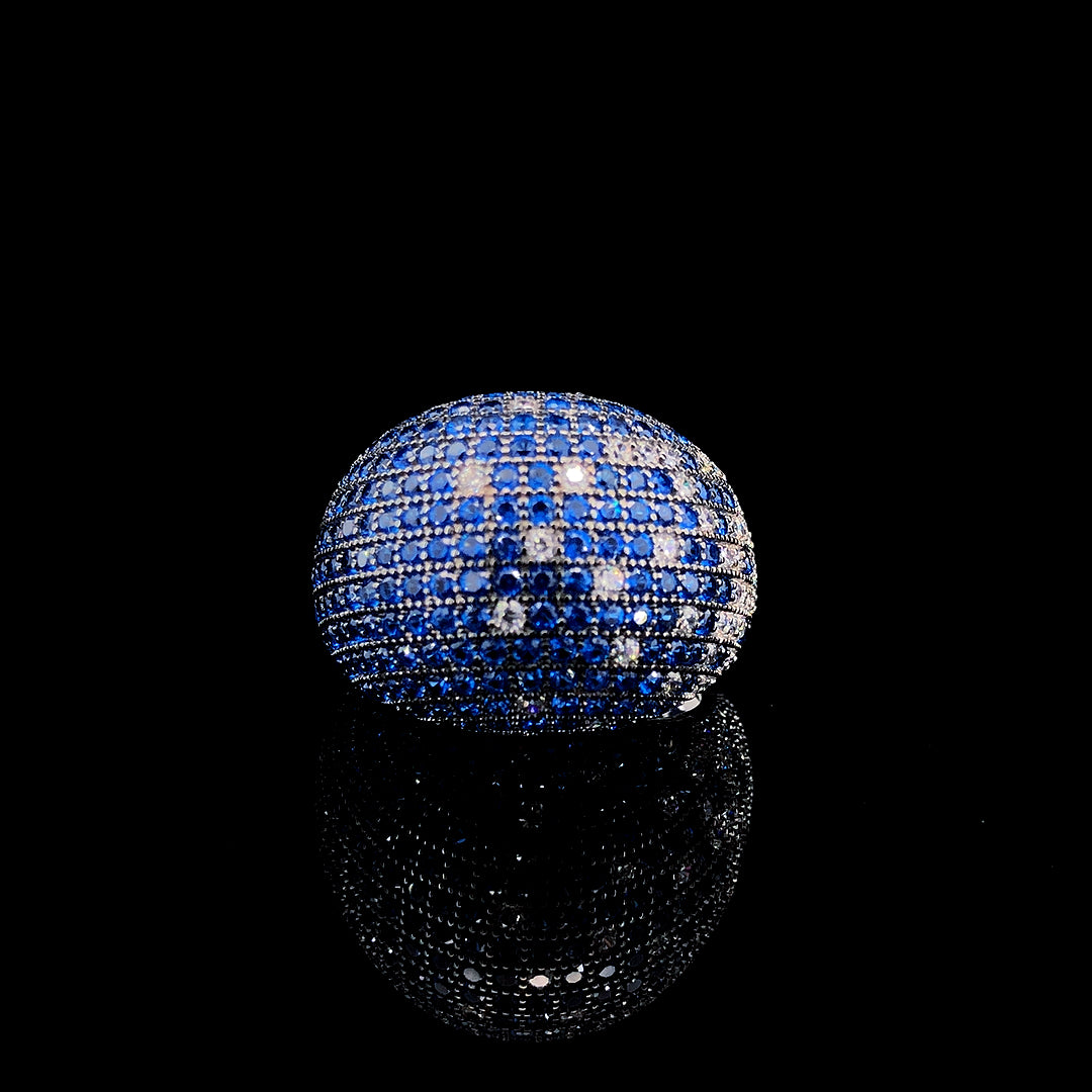 Sapphire Dome Pavé Cocktail Ring