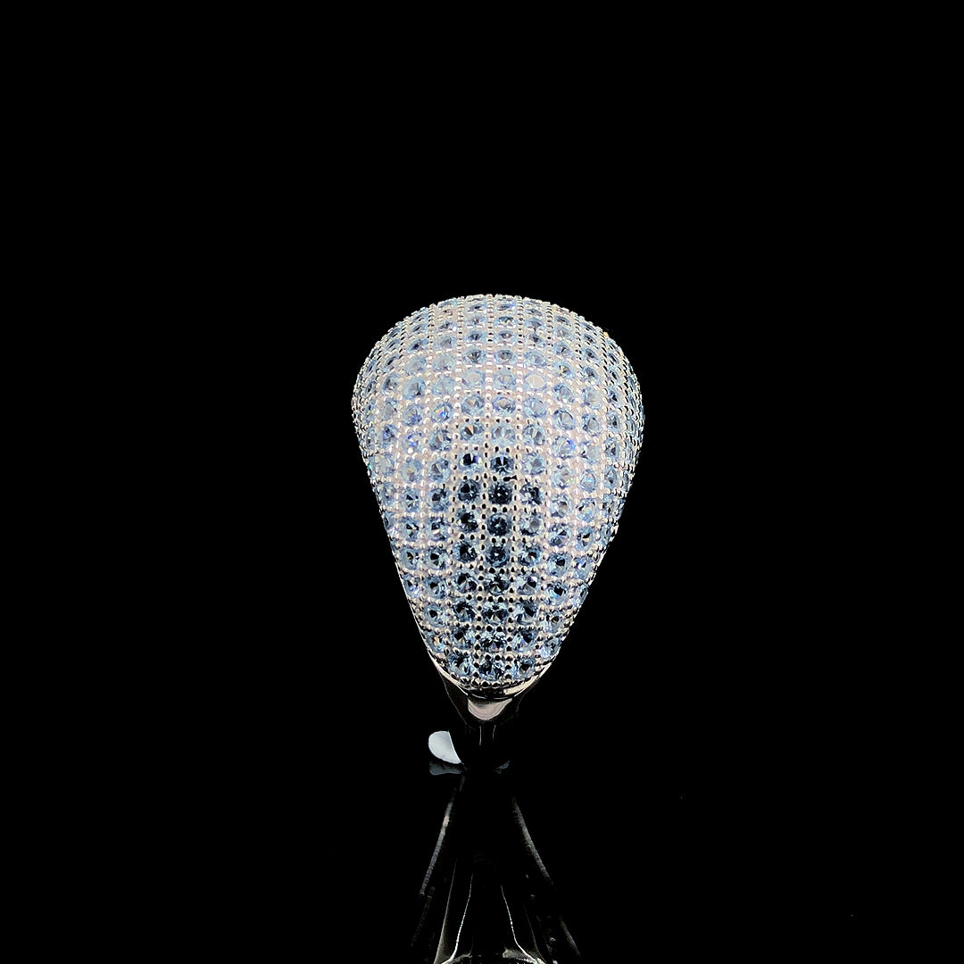 Aqua Dome Pavé Cocktail Ring
