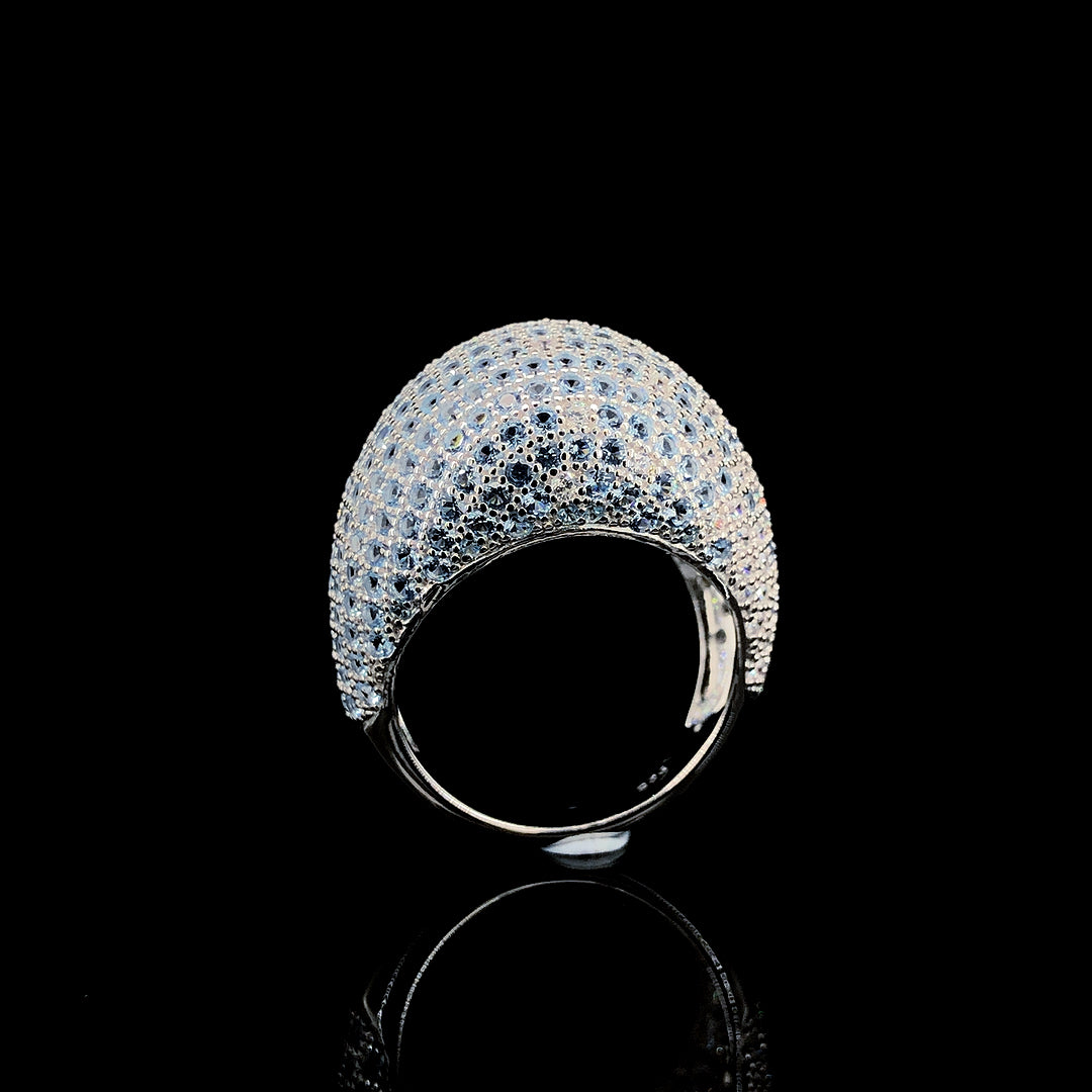 Aqua Dome Pavé Cocktail Ring