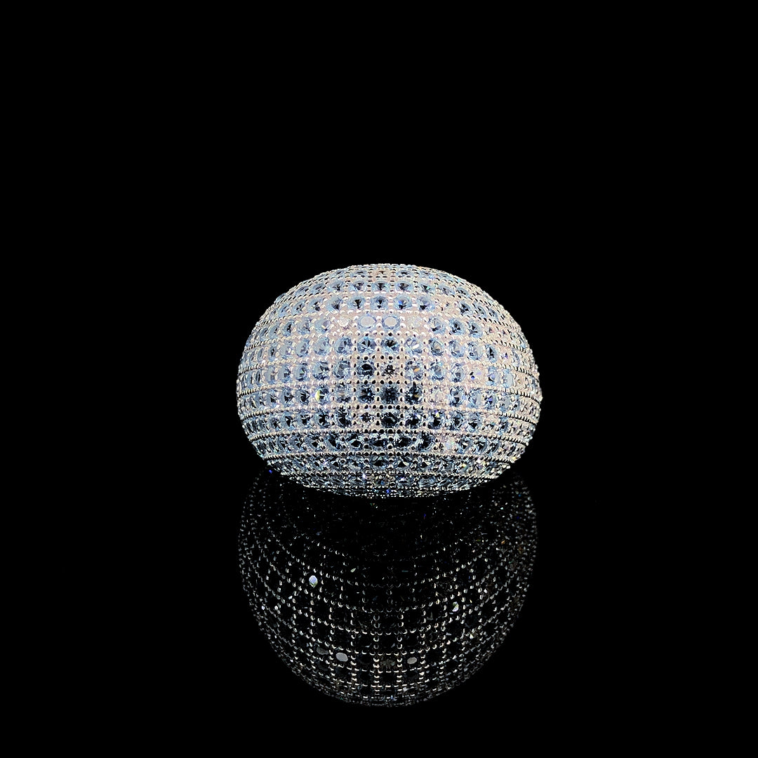 Aqua Dome Pavé Cocktail Ring