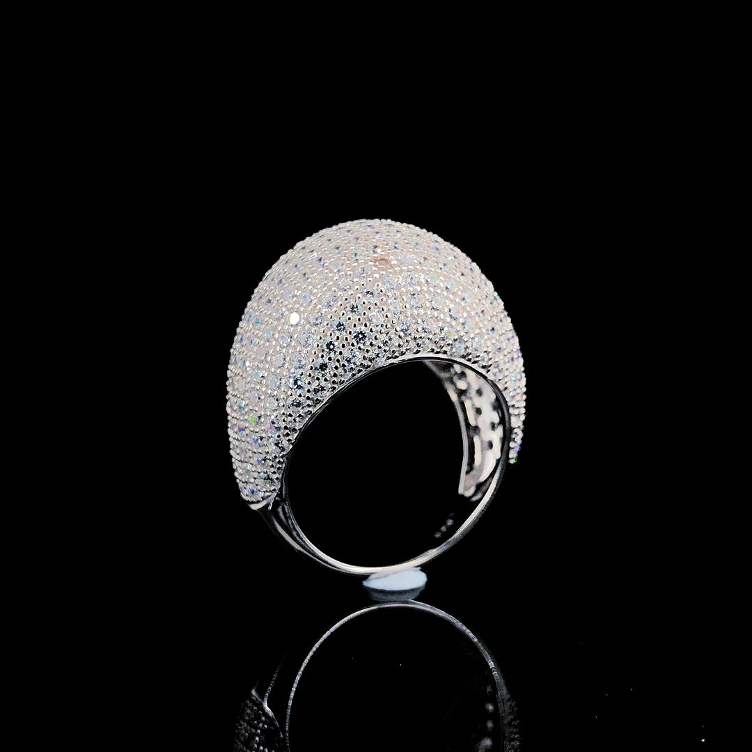 White Dome Pavé Cocktail Ring