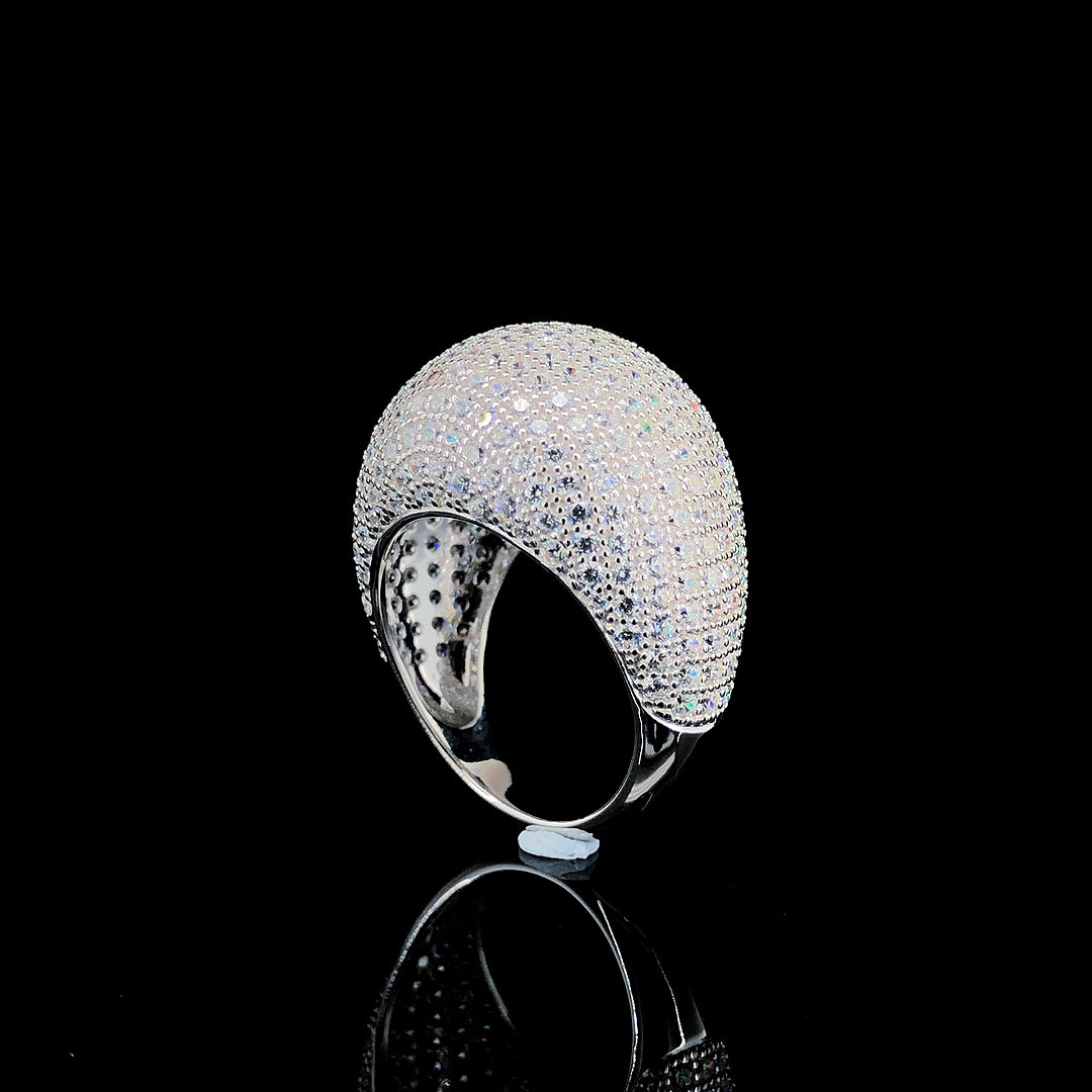 White Dome Pavé Cocktail Ring