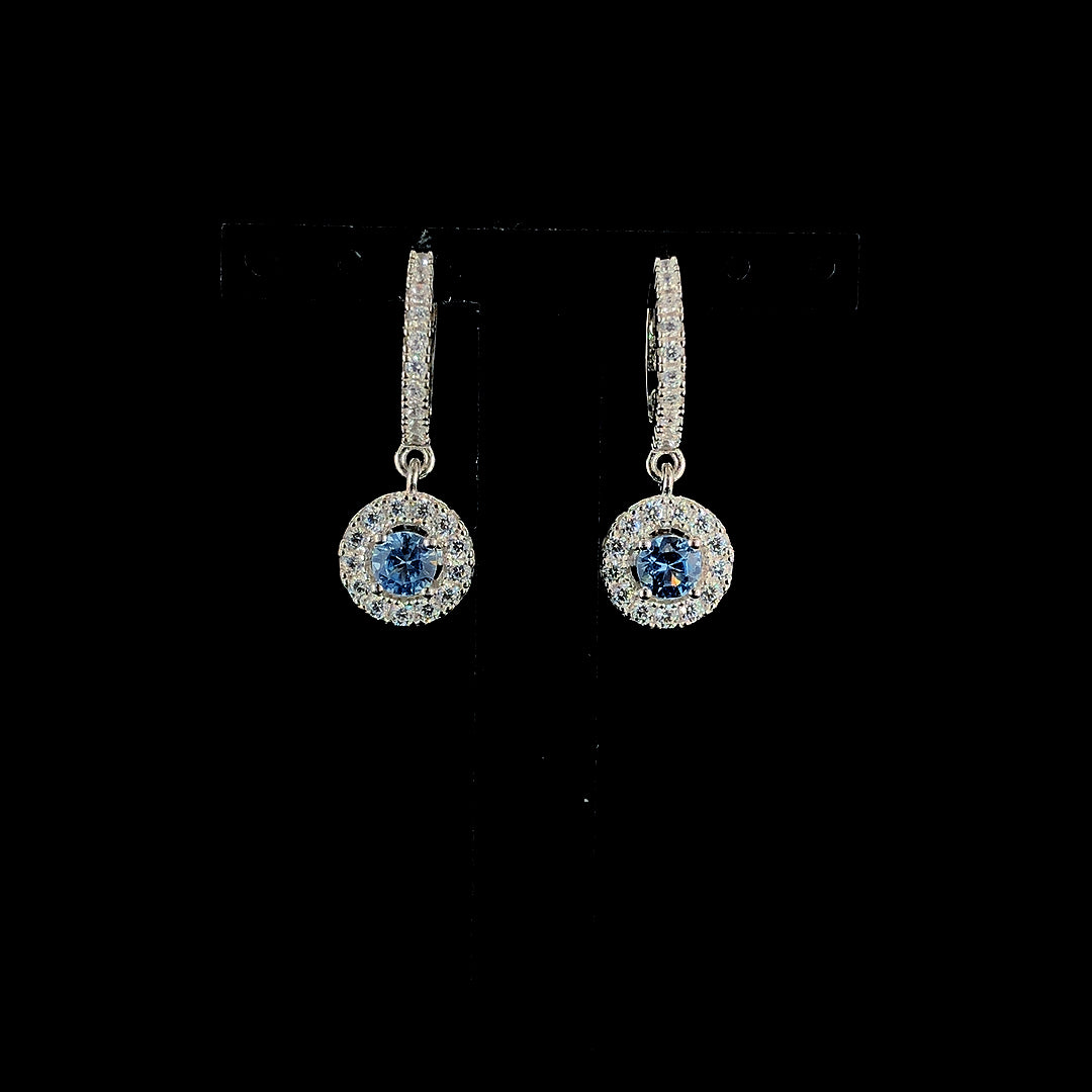Aqua Celestia Halo Earrings