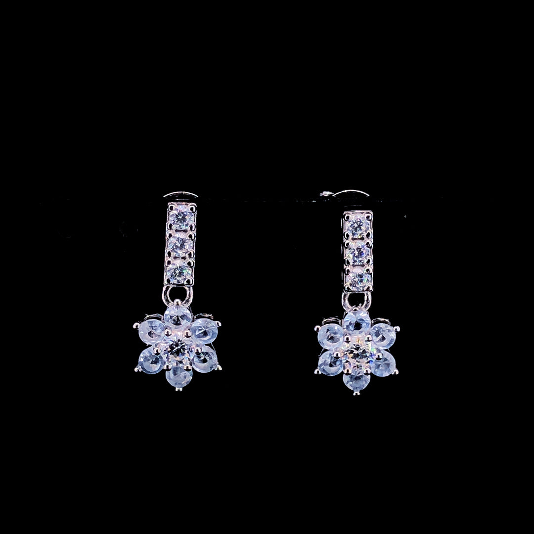 Aqua Flower Cluster Drop Earrings