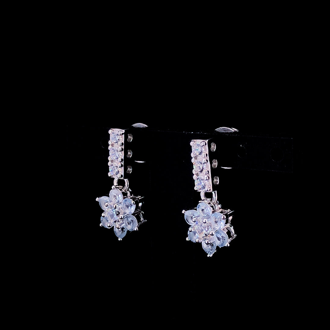 Aqua Flower Cluster Drop Earrings