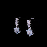 Aqua Flower Cluster Drop Earrings