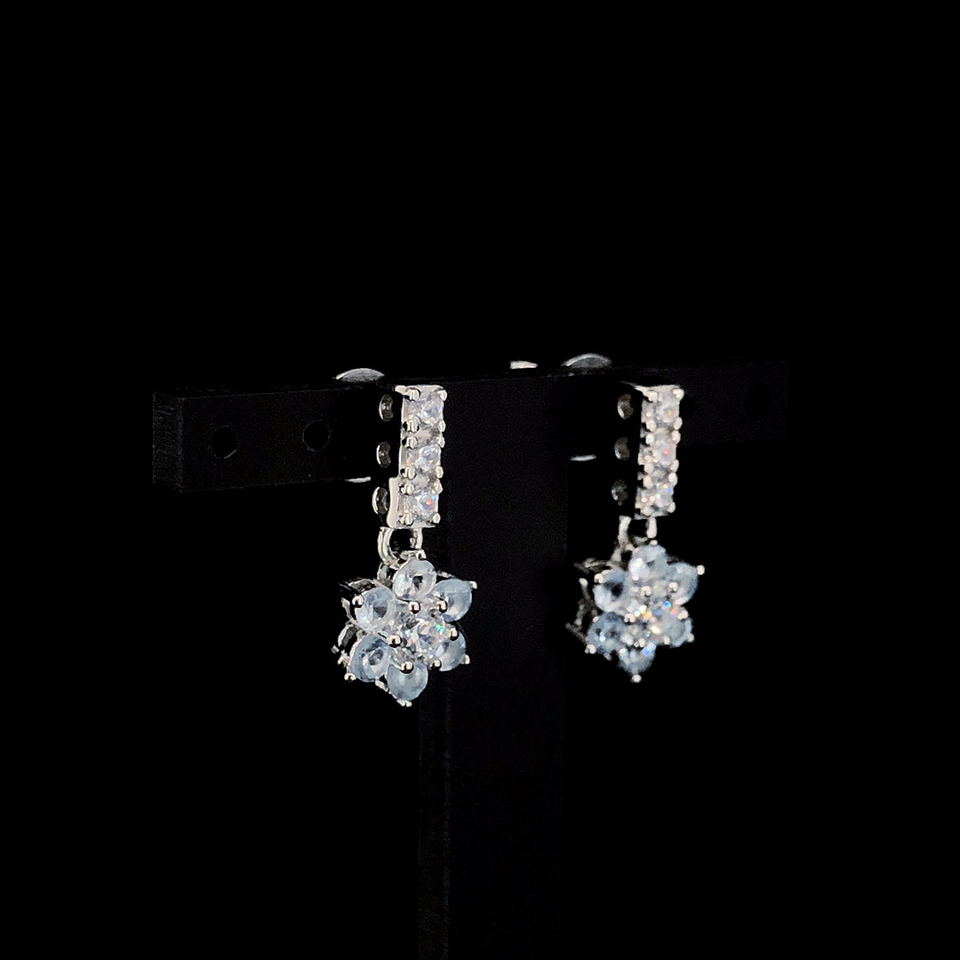 Aqua Flower Cluster Drop Earrings
