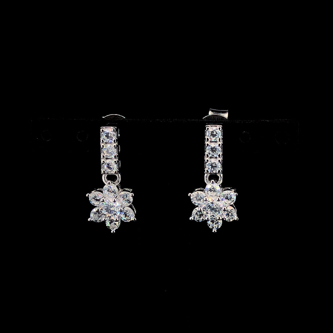 White Flower Cluster Drop Earrings